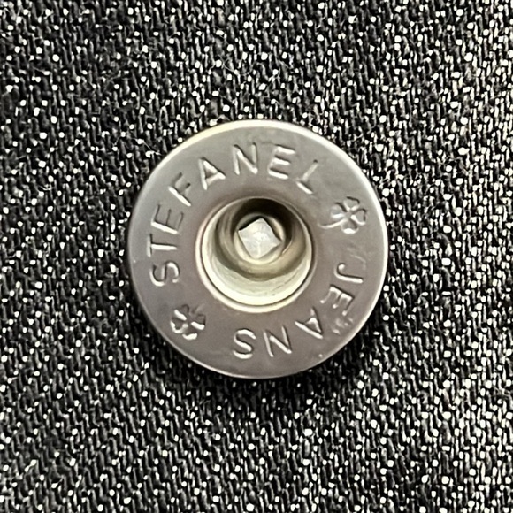 Stefanel Womens Black Demin Jean Jacket Size 10 Large Distressed Punk Goth Rock - Picture 8 of 16